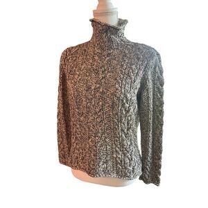 Lauren Ralph Lauren Womens Cable Knit Sweater Medium Cotton Blend Black White